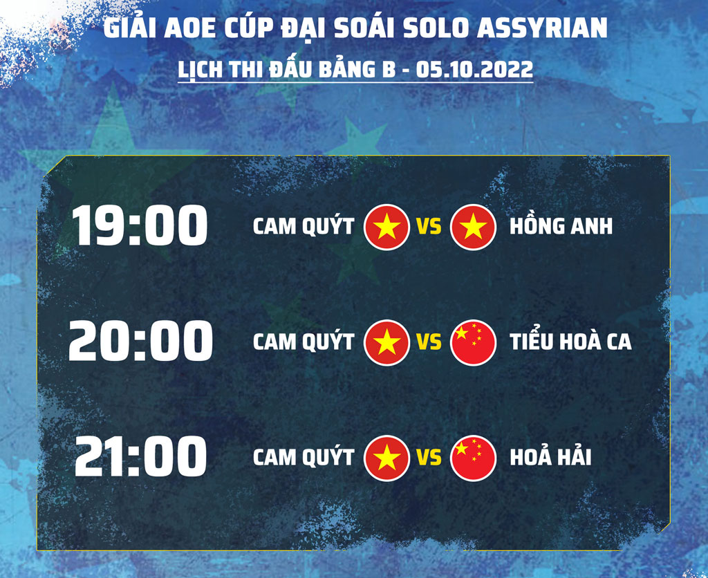 Lịch thi đấu bảng B Solo Assyrian giải Quốc khánh Trung Quốc ngày 5-10