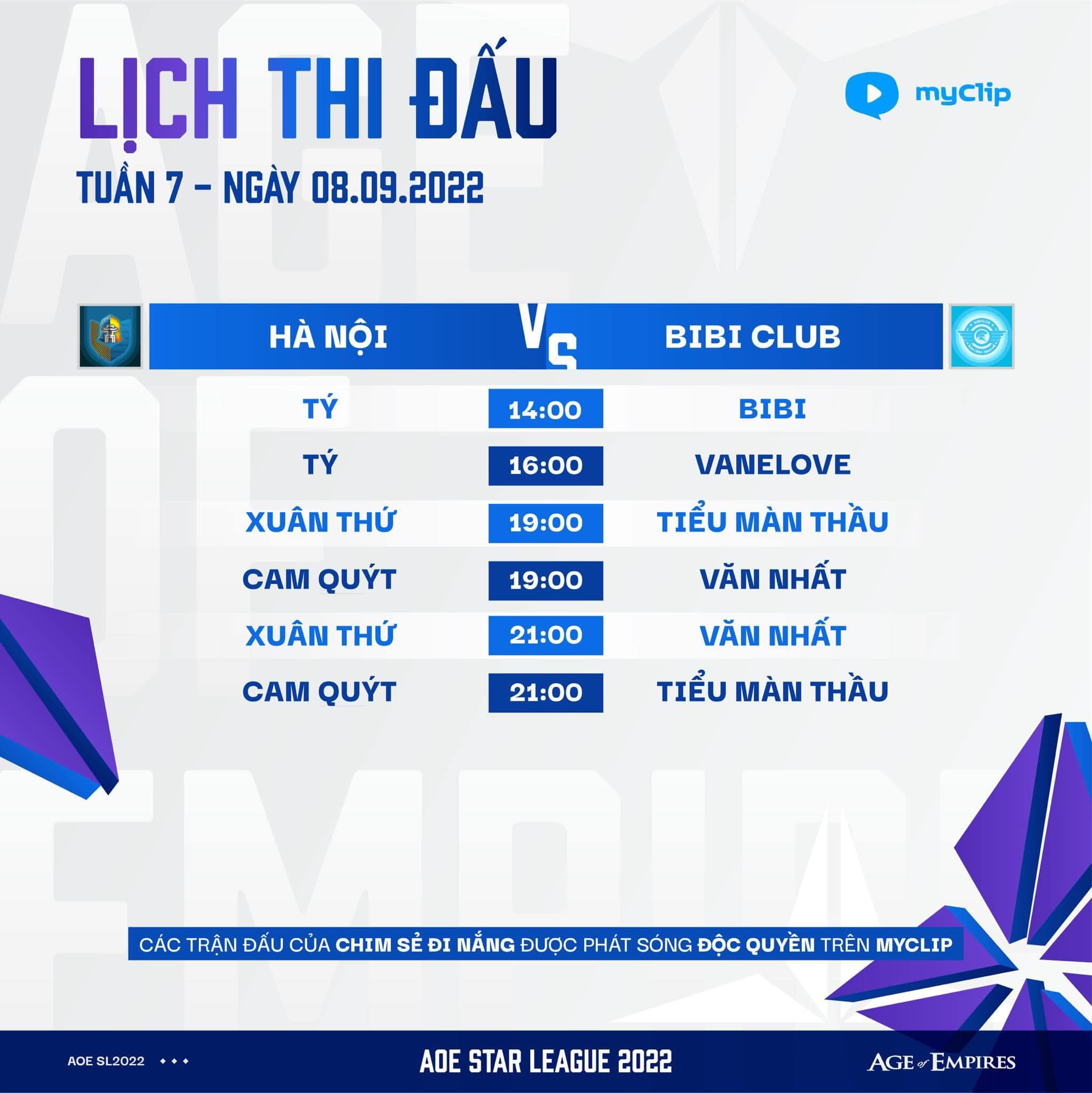 Lịch thi đấu ngày 2 Tuần 7 AoE Star League: Cơ hội để Hà Nội chiếm ngôi đầu