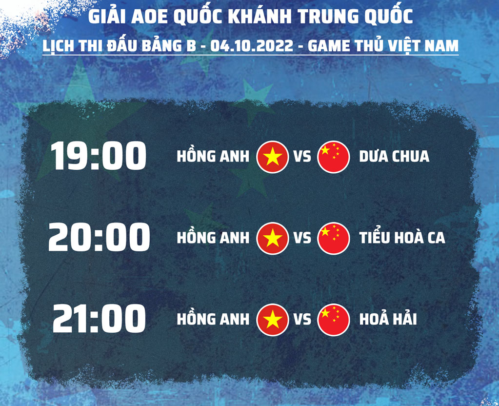 Lịch thi đấu bảng B giải AoE Quốc khánh Trung Quốc, ngày 4-10-2022