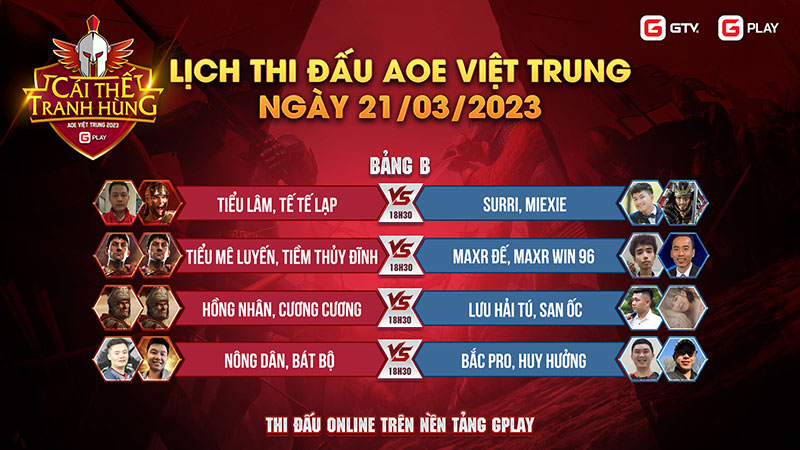 AOE Việt - Trung Cái Thế Tranh Hùng: Lịch thi đấu ngày 21-3