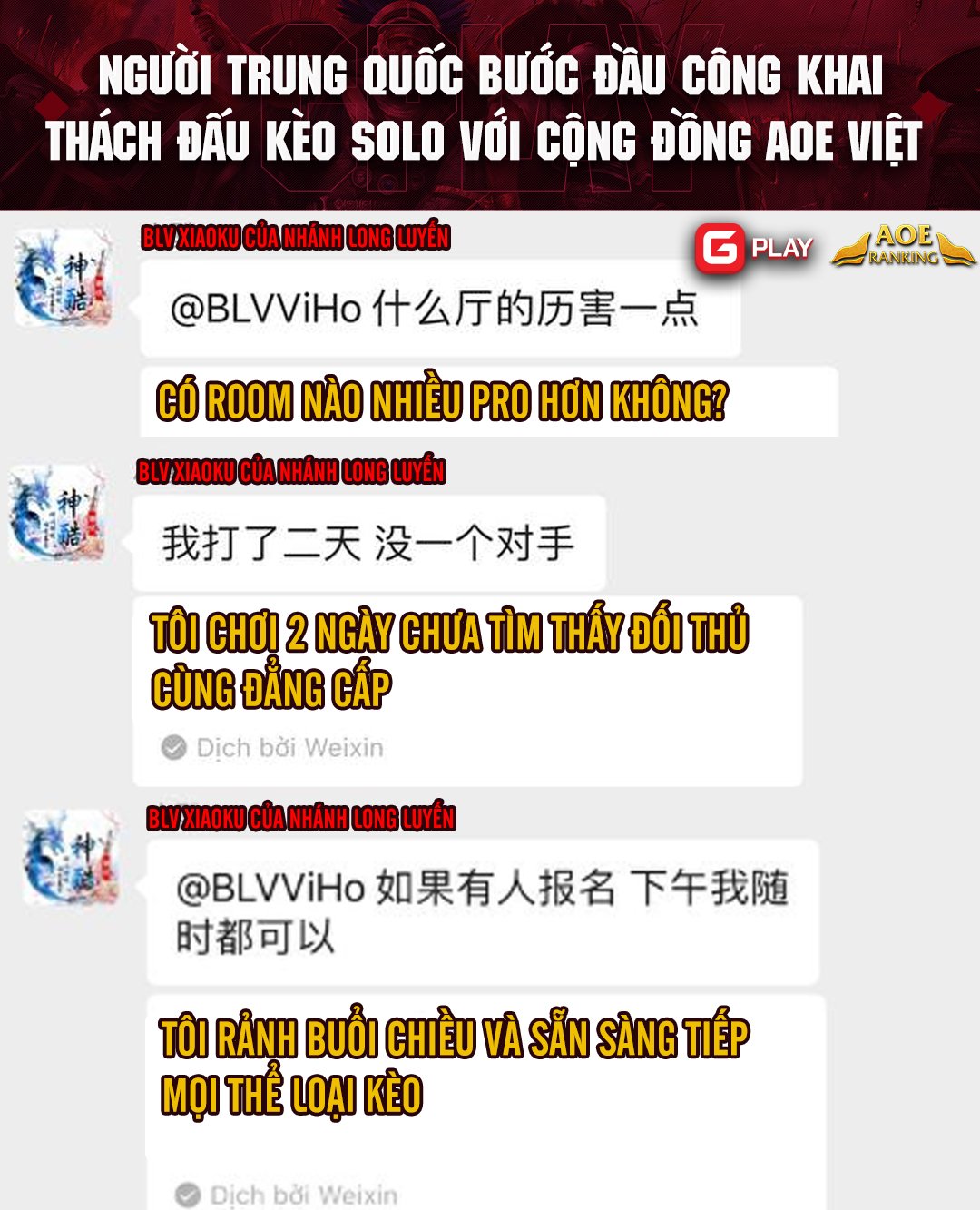BLV AOE Trung Quốc nhận cái kết đắng khi gáy sớm trên GPlay