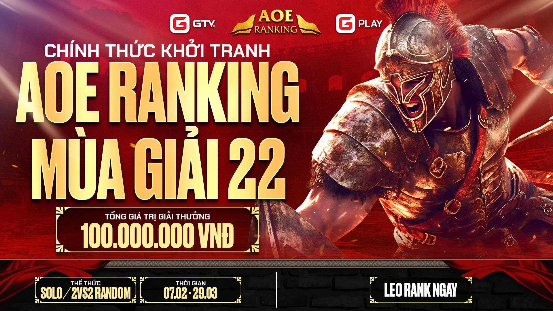 AoE Ranking mùa giải thứ 22 - Chinh phục đỉnh cao với tổng giá trị giải thưởng lên đến 100 triệu đồng