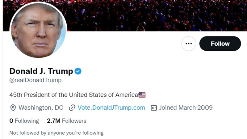 Tài khoản Twitter của cựu Tổng thống Mỹ Donald Trump đã được khôi phục